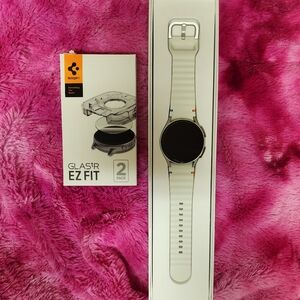 Samsung Smartwatch with Silver Case and White Strap